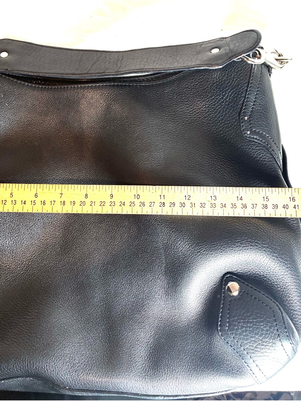 Cole Haan Black Pebbled Leather Hobo Handbag Short Shoulder Strap Silver HW - Picture 11 of 13